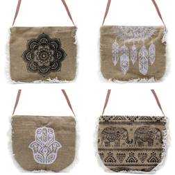 Ancient Wisdom Mandala Print Fringe Shoulder Bag