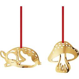 Georg Jensen Deer & Mushroom 2023 Gold Julgranspynt 4.2cm 2st
