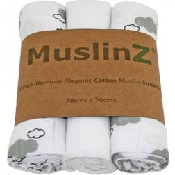 MuslinZ Luxuary Bamboo/Organic Squares/Wraps, 70 x 70cm Grey Mist