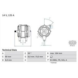 Bosch 0 986 049 181 Alternador 14V 125A Tourneo Connect Mk1