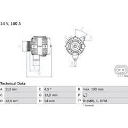 Bosch 0 986 081 410 Alternateur 14V 100A 3/5 Portes