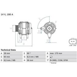 Bosch 0 986 080 090 Alternateur 14V 180A Audi: A6 C6 Berline, Q7, A6 C6 Avant