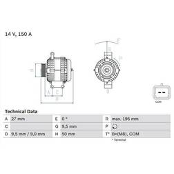 Bosch 0 986 081 820 14V 150A MINI 3/5 Portes