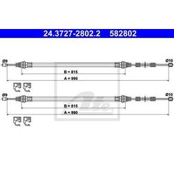 ATE 24.3727-2802.2 Cable de Freno de Mano Smart Fortwo I Coupé