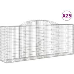 vidaXL Cesti Gabbioni Ad Arco 25 Pz 300x50x120/140 cm Ferro Zincato