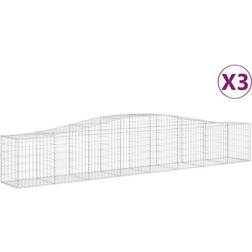 vidaXL 3x Paniers À Gabions Arqués Cages 400x50x60/80 cm