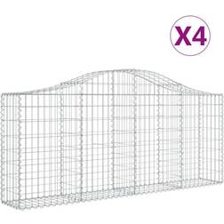 vidaXL Cesti Gabbioni Ad Arco 4 pz 200x30x80/100 cm Ferro Zincato