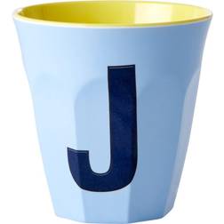 Rice Melamin Cup Medium Letter J 30 cl Soft Blue