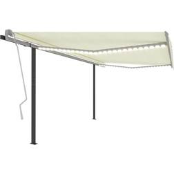 vidaXL Tenda Da Sole Retrattile Manuale Con LED 4x3,5 m Crema