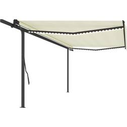 vidaXL Tenda Da Sole Retrattile Manuale Con LED 5x3.5 m Crema