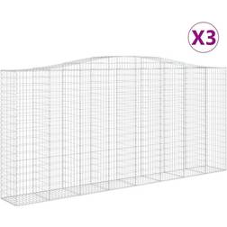 vidaXL Cesti Gabbioni Ad Arco 3 pz 400x50x180/200 cm Ferro Zincato