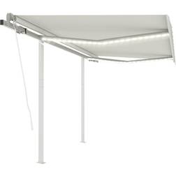 vidaXL Toldo Automático LED Sensor De Viento Crema 3.5x2.5 m