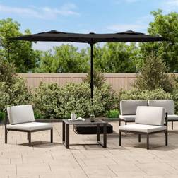 vidaXL black Double-Head Parasol Garden Umbrella
