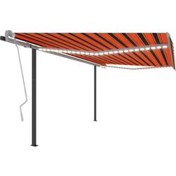 vidaXL Toldo Automático LED Sensor De Viento Naranja Y Marrón 4x3 m