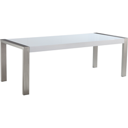 Beliani Acciaio Inox Piano Lucido 220 x 90 cm Tavolo da pranzo