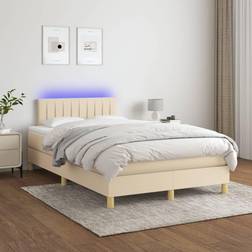 vidaXL Box Spring Con Colchón Y LED Tela Crema 120x200 cm - Crema Cama Continental