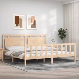 vidaXL Bed Frame with Headboard 200x200 Solid