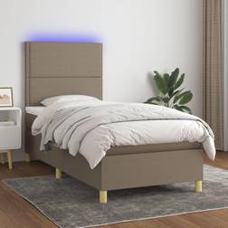 vidaXL Sommier À Lattes de Matelas et LED 100x200 cm Taupe Lit Continental