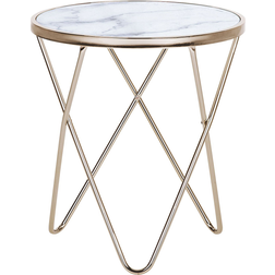 Beliani Ronde Avec Imitation Marbre Blanc Table Basse