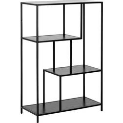 Sleepo Black Metal Asymmetrical Bookcase with 3 Black Shelves Book Shelf
