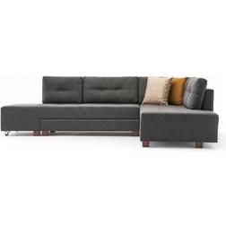 LOTO LIVING D'angle Convertible Tissu Anthracite Divona 282 cm Canapé