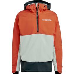 adidas Mens's Terrex 2 Layer Rain.Rdy Snow Anorak - Semi Impact Orange/Shadow Green/Linen Green