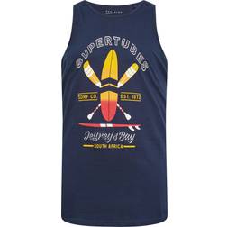 BadRhino Supertubes Slogan Vest Top - Navy Blue