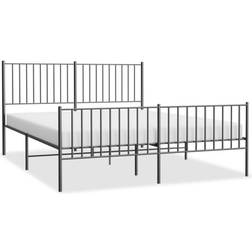 vidaXL headboard & footboard Metal Bed Frame with Headboard White Bed Base