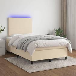 vidaXL Ramsäng Med Madrass LED Gräddvit 120x200 cm Kontinentalsäng