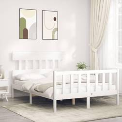 vidaXL Bed Frame with Headboard White 4FT6 Double