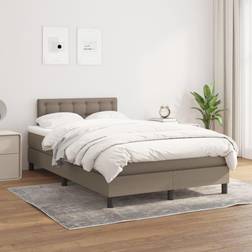 vidaXL Box Spring Con Colchón Tela Gris Taupe 120x200 cm Cama Continental