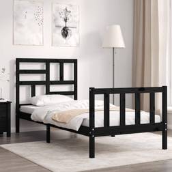 vidaXL Bed Frame with Headboard Black 2FT6