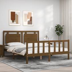 vidaXL Bed Frame with Headboard Honey Brown 5FT