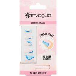 Invogue Sunday Blues Square Nails 24pcs