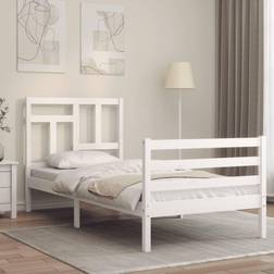 vidaXL Giroletto Con Testiera Bianco 90x200 cm In Legno Massello