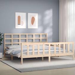 vidaXL Estructura De Cama Con Cabecero Madera Maciza 180x200 cm - Marrón