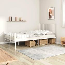 vidaXL Estructura Cama Sin Colchón Con Estribo Metal Blanco 140x190 cm