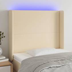 vidaXL LED Gräddvit 103x16x118/128 cm Tyg Sänggavel