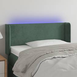 vidaXL LED-lys 103x16x78/88 fløjl mørkegrøn Sengegavl