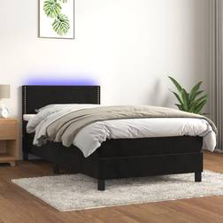 vidaXL Box Spring Colchón Y LED Terciopelo Negro 100x200 cm Cama Continental