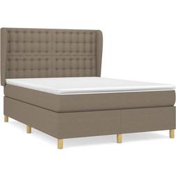 vidaXL Box Spring Con Colchón Tela Gris Taupe 140x200 cm Cama Continental