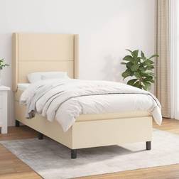 vidaXL Box Spring Con Colchón Tela Color Crema 90x200 cm Cama Continental