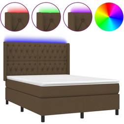 vidaXL Matelas Et LED Rembourré 140x200 cm Marron Foncé Lit Continental