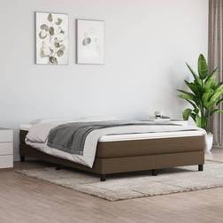 vidaXL Ramsäng Med Madrass Mörkbrun 140x200 cm Tyg Kontinentalsäng