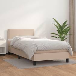 vidaXL Box Spring Con Colchón Cuero Sintético Capuchino 90x200 cm - Marrón Cama Continental