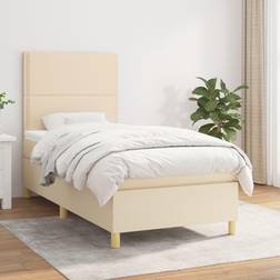 vidaXL Box Spring Con Colchón Tela Color Crema 90x200 cm Cama Continental