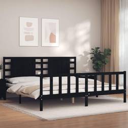 vidaXL Bed Frame with Headboard Black