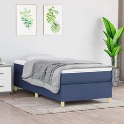 vidaXL Box Spring Con Colchón Tela Azul 100x200 cm Cama Continental