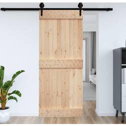 vidaXL Narvik Madera Maciza Pino 95x210 cm - Marrón Puerta Corredera Izquierda (x210cm)