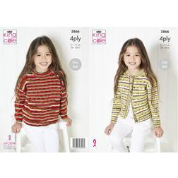 King Cole 5866 4ply Pattern Girls Sweater & Cardigan